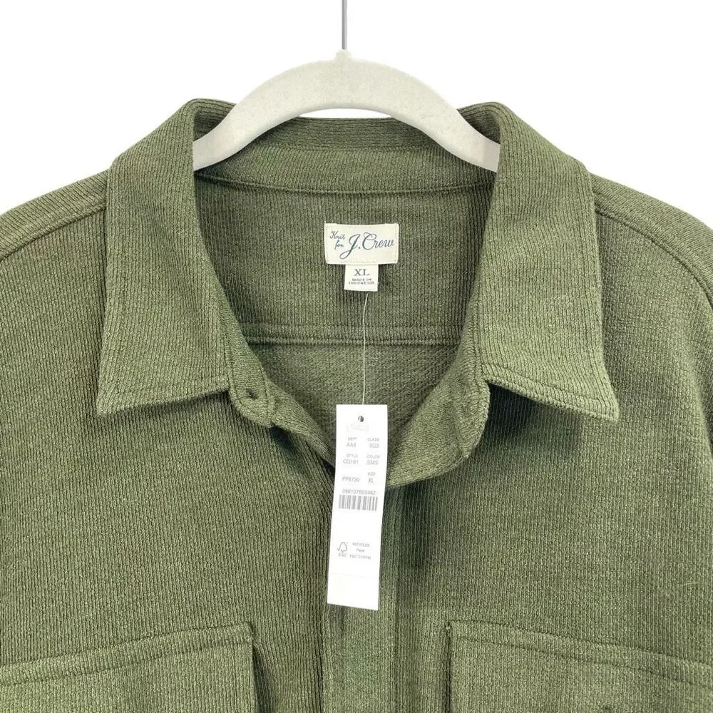 NEW J. Crew Long-sleeve‎ textured sweater-tee shirt Size XL Smokey Moss green